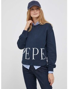 Pepe Jeans pamut melegítőfelső Victoria sötétkék, női, nyomott mintás