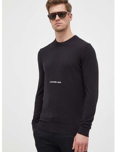 Calvin Klein Jeans pamut pulóver könnyű, fekete
