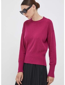 United Colors of Benetton pulóver selyemkeverékből könnyű, rózsaszín