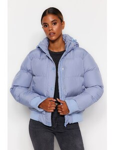 Trendyol kék felfújható kapucnis vízlepergető kabát