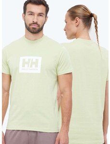 Helly Hansen pamut póló zöld, nyomott mintás