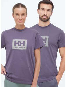 Helly Hansen pamut póló lila, nyomott mintás