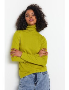 Trendyol Oil Green Premium / speciális fonal magas nyakú alap kötöttáru pulóver