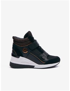 Black Women's Leather Wedge Ankle Sneakers Michael Kors Gen - Women