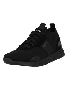 BOSS Black Rövid szárú sportcipők 'Titanium' fekete / fehér