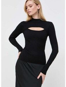 Guess pulóver könnyű, női, fekete, félgarbó nyakú