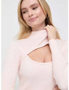 Guess pulóver könnyű, női, rózsaszín, félgarbó nyakú