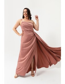 Lafaba női lazac egy váll plusz méretű szatén estélyi ruha és ballagási ruha