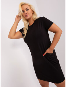 Fashionhunters Black dress size plus with short sleeves