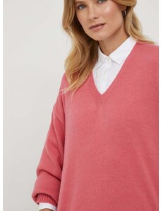 United Colors of Benetton gyapjú pulóver női, rózsaszín