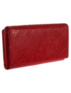 Farkas Fedeles, cipzáros aprós, hátul kártyatartós piros virágos bőr pénztárca