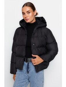 Trendyol Black Oversize kapucnis vízlepergető felfújható kabát