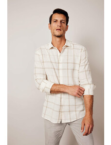 DEFACTO Modern Fit Woven Plaid Long Sleeve Shirt