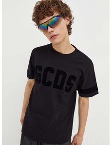 GCDS pamut póló fekete, nyomott mintás