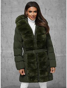 Női téli kabát sötét-zöld OZONEE JS/5M3158/136