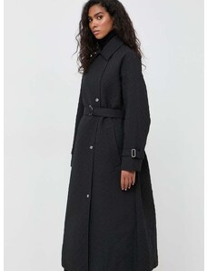 BOSS kabát női, fekete, átmeneti, kétsoros gombolású
