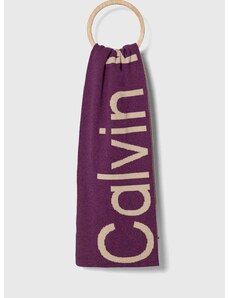 Calvin Klein Jeans sál gyapjú keverékből lila, mintás