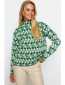 Trendyol zöld saját mintás kötöttáru pulóver