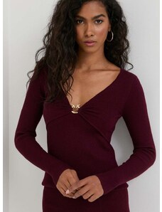 Pinko gyapjú pulóver könnyű, női, bordó, 101846.A15S