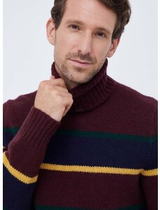 Polo Ralph Lauren gyapjú pulóver meleg, férfi, bordó, garbónyakú