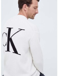 Calvin Klein Jeans pamut pulóver könnyű, bézs