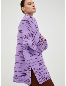 Samsoe Samsoe gyapjúkeverék pulóver női, lila, félgarbó nyakú