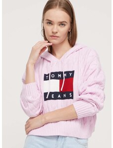 Tommy Jeans pulóver női, rózsaszín