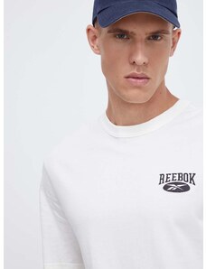 Reebok Classic pamut póló bézs, nyomott mintás