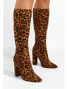 Zapatos Zentha leopárdmintás magassarkú csizma