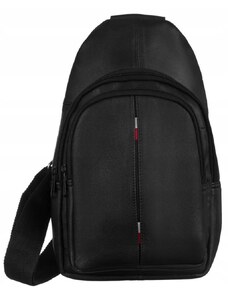 BASIC Fekete bőr egyvállú hátizsák [DH] AL-65