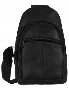 BASIC Fekete bőr egyvállú hátizsák [DH] AL-67