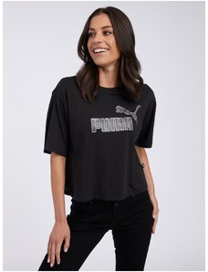 Black Women's T-Shirt Puma ESS+ Marbleized - Women