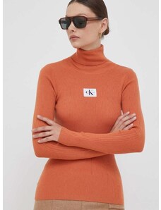 Calvin Klein Jeans pulóver női, narancssárga, garbónyakú