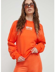 Moschino Jeans pamut melegítőfelső narancssárga, női, nyomott mintás