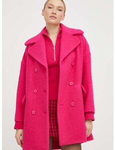 Red Valentino gyapjúkabát rózsaszín, átmeneti, kétsoros gombolású