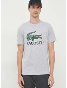 Lacoste pamut póló szürke, nyomott mintás