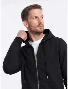 Ombre Clothing Men's unbuttoned hooded sweatshirt - black V1 OM-SSZP-22FW-003