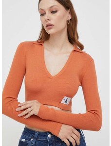 Calvin Klein Jeans hosszú ujjú női, narancssárga