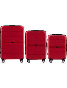 Piros készlet 3 kagylóbőröndből PP05, Luggage 3 sets (L,M,S) Wings, Red