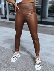 BASIC Csokoládébarna műbőr leggings, magas derékkal WAXED CHIC UY1563