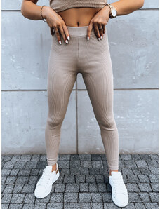 BASIC Bézs színű bordázott leggings OLIVE BRANCH UY1611