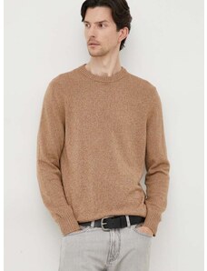 United Colors of Benetton gyapjúkeverék pulóver könnyű, férfi, barna