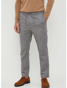Calvin Klein gyapjú nadrág szürke, testhezálló