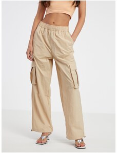 Beige Ladies Rustle Trousers with Pockets ONLY Karin - Ladies