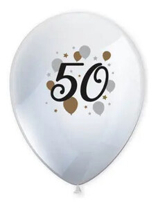 KORREKT WEB Happy Birthday 50 Milestone léggömb, lufi 6 db-os 11 inch (27,5 cm)