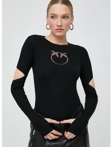 Pinko gyapjú pulóver könnyű, női, fekete, 102019.A18M