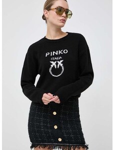 Pinko gyapjú pulóver könnyű, női, fekete, 100414.Y7Z4