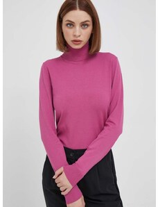 Sisley pulóver könnyű, női, rózsaszín, garbónyakú