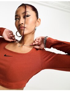 Nike Dance long sleeve crop top in rugged orange
