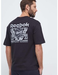 Reebok Classic pamut póló Basketball fekete, nyomott mintás